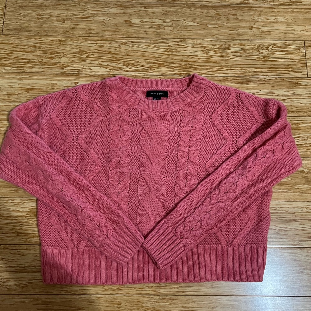 The look Pink Cable Knit Sweater